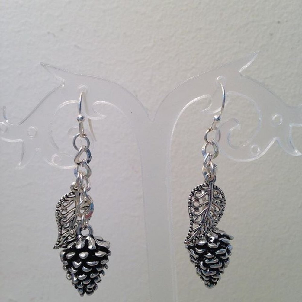NEW! Silver Pinecones Fall earrings #5